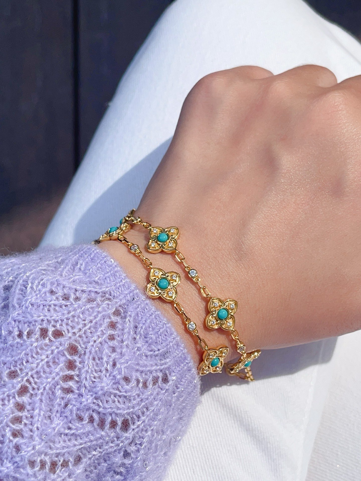 lady's 18k gold plated bracelet, s925 sterling silver bracelet, sparkling micro set zirconia four leaf clover bracelet lady's 18k gold plated bracelet, s925 sterling silver bracelet, sparkling micro set zirconia four leaf clover bracelet