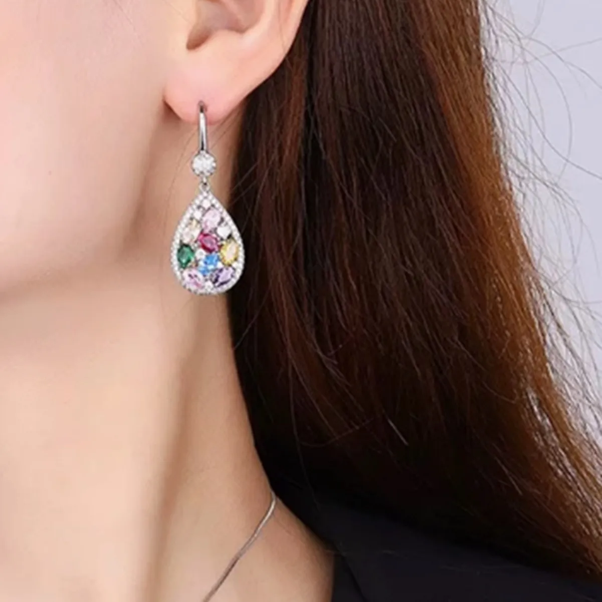 european and american pear cut colorful earrings, versatile and best selling earrings, glittering earrings european and american pear cut colorful earrings, versatile and best selling earrings, glittering earrings