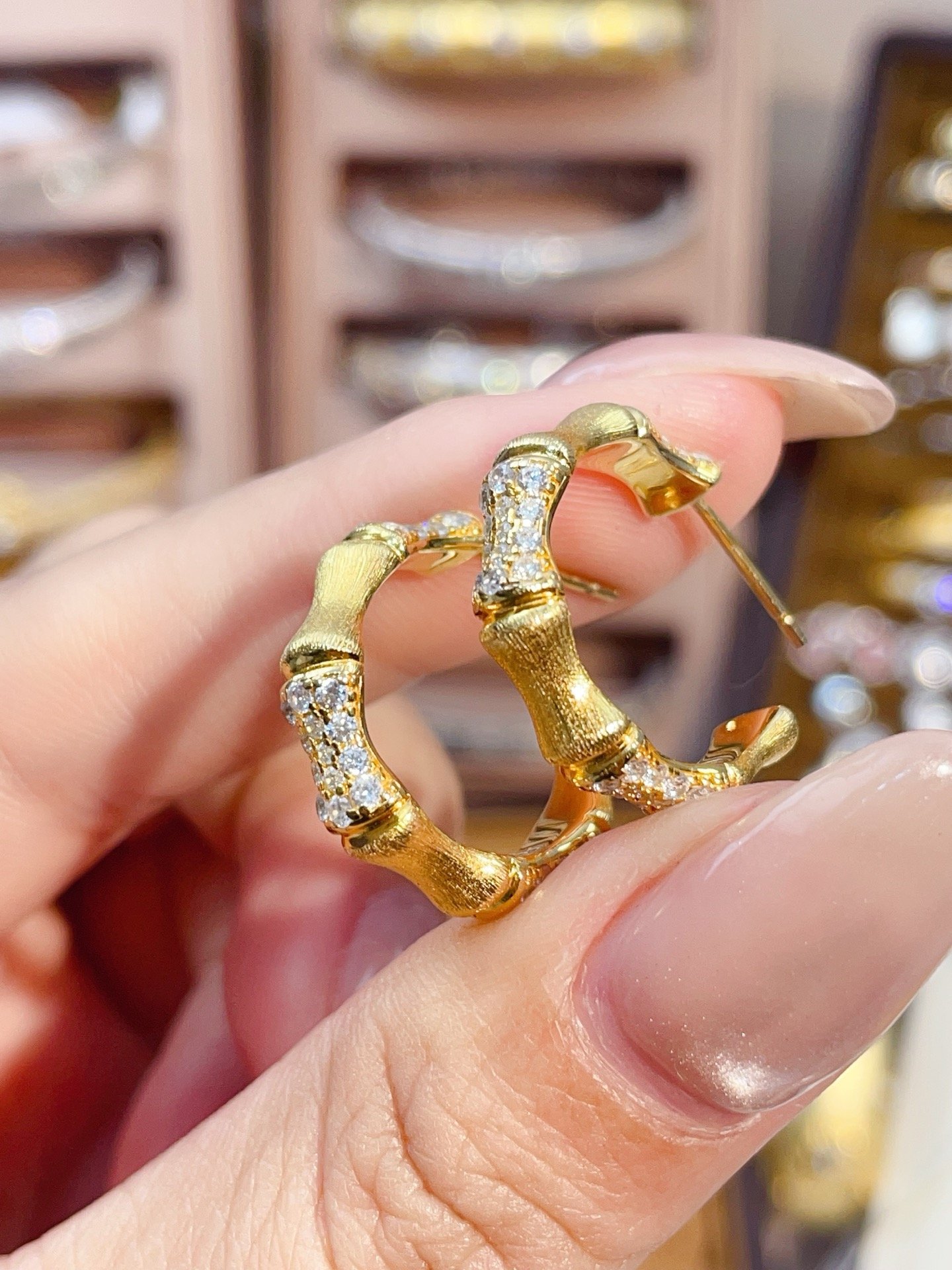 18k gold coating s925 pure silver,exquisite zircon studded bamboo earrings,suitable for date jewelry and gifts for couples 18k gold coating s925 pure silver,exquisite zircon studded bamboo earrings,suitable for date jewelry and gifts for couples