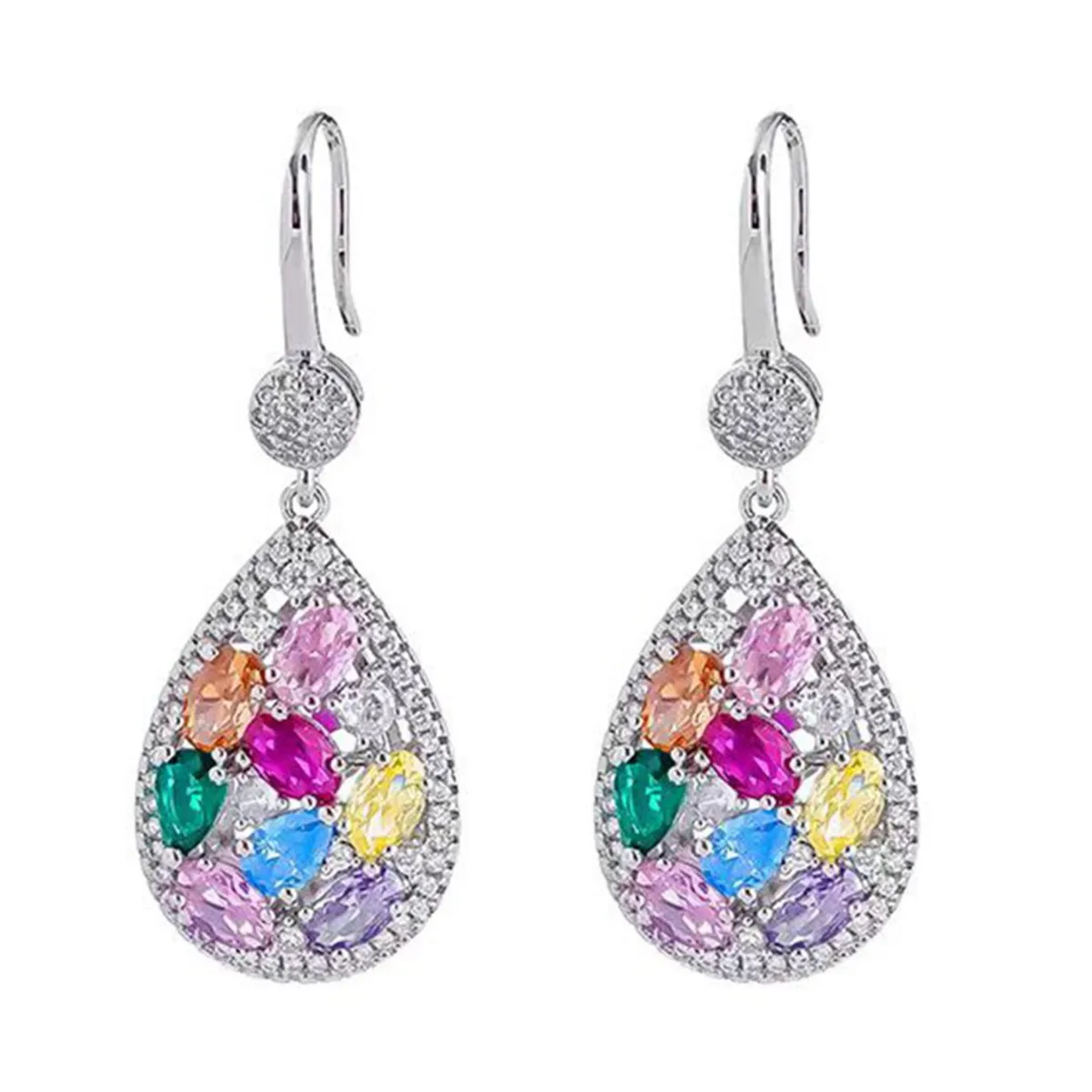 european and american pear cut colorful earrings, versatile and best selling earrings, glittering earrings european and american pear cut colorful earrings, versatile and best selling earrings, glittering earrings